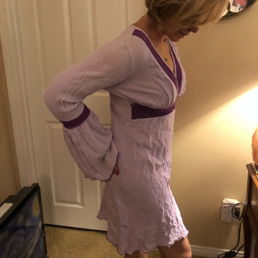 Purple Bell Sleeve Dress - Picture 2 of 4